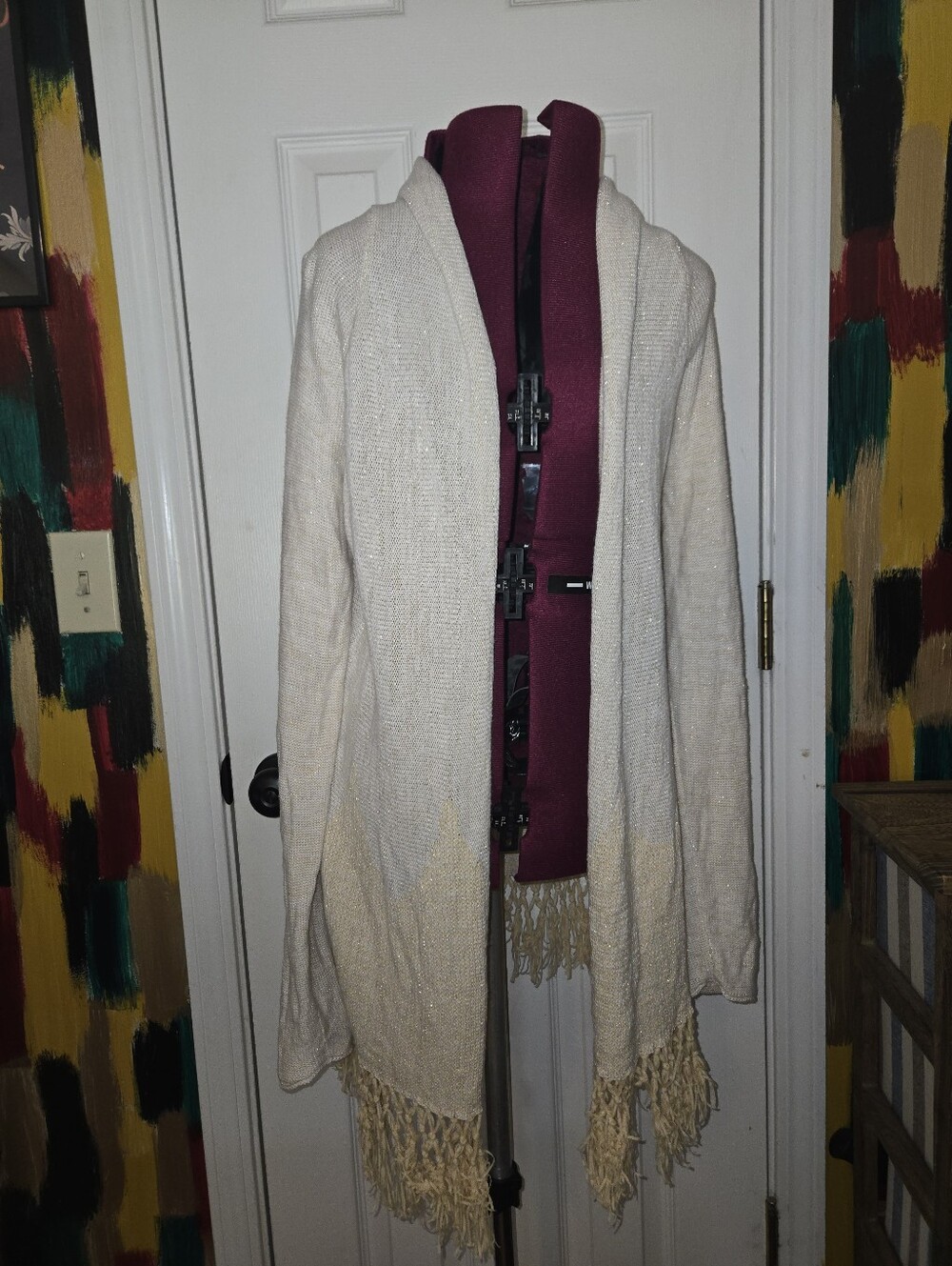 Lilly Pulitzer Medium Knit Beige Tassel Cotton Blend Cardigan Sweater - Picture 2 of 9